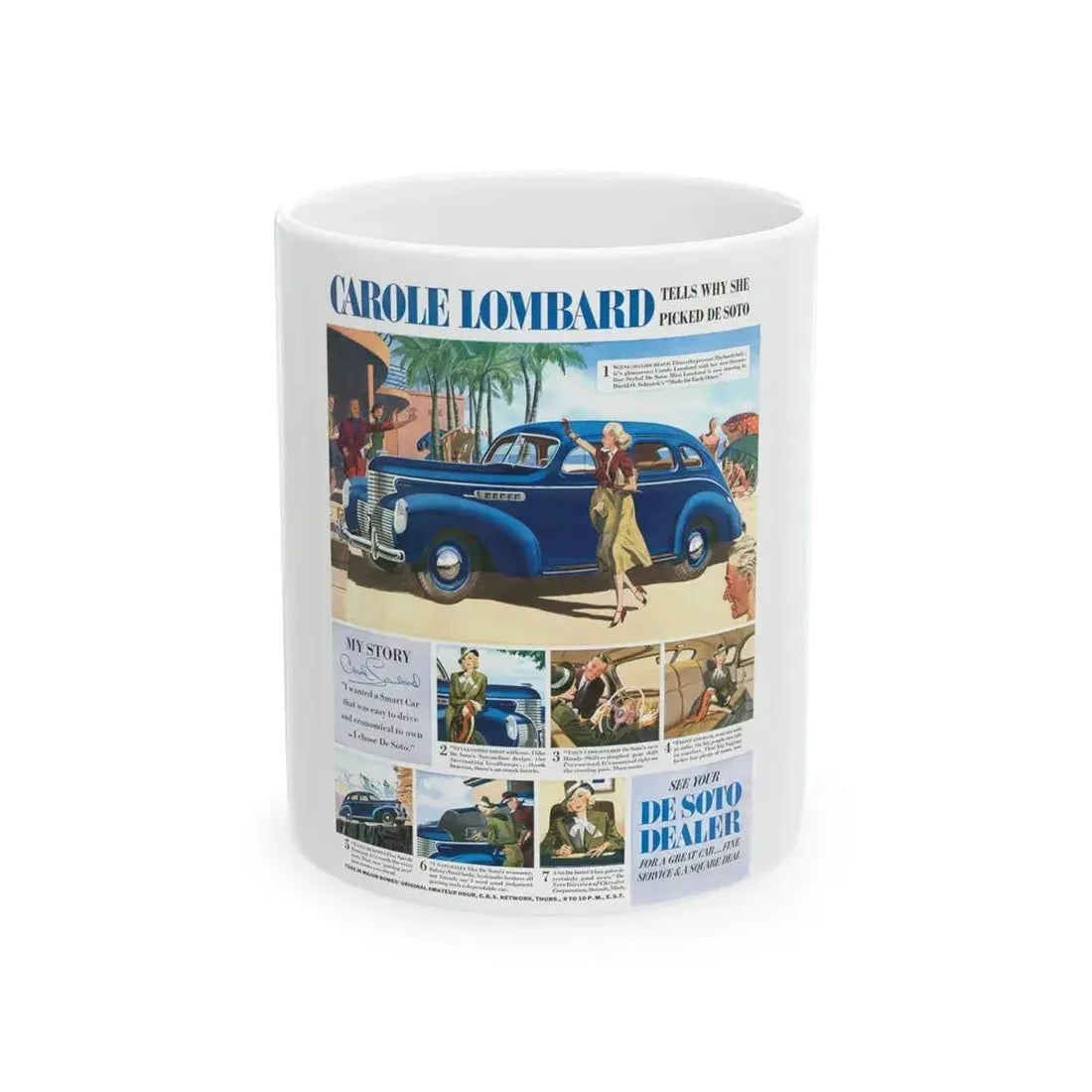 Carole Lombard, advertisement - White Coffee Mug 11oz - Go Mug Yourself