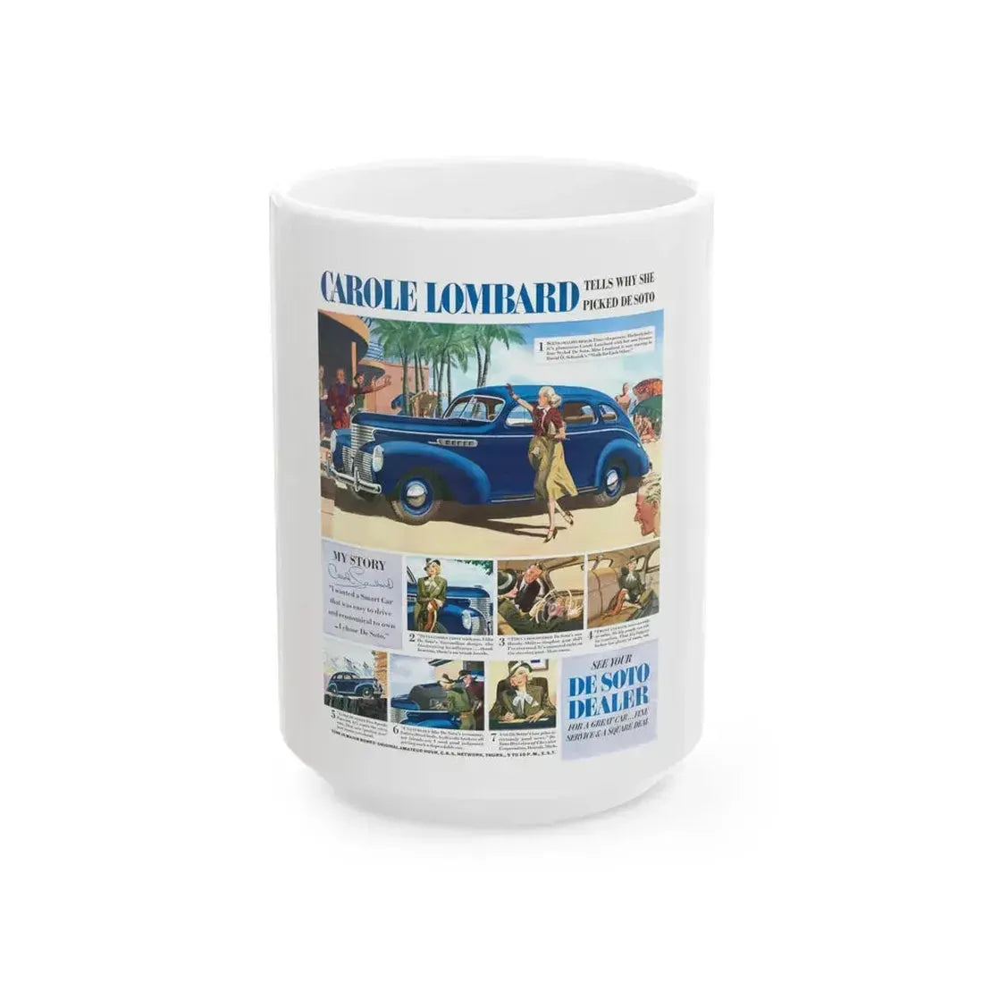 Carole Lombard, advertisement - White Coffee Mug 15oz - Go Mug Yourself