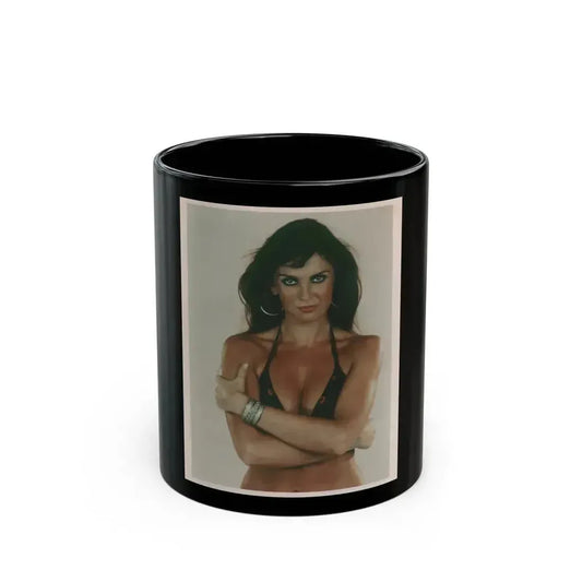 Caroline Munro #01 - 8x10 Color 70's Upper Body Bikini Glamour Photo (Vintage Female Icon) Black Coffee Mug 11oz - Go Mug Yourself
