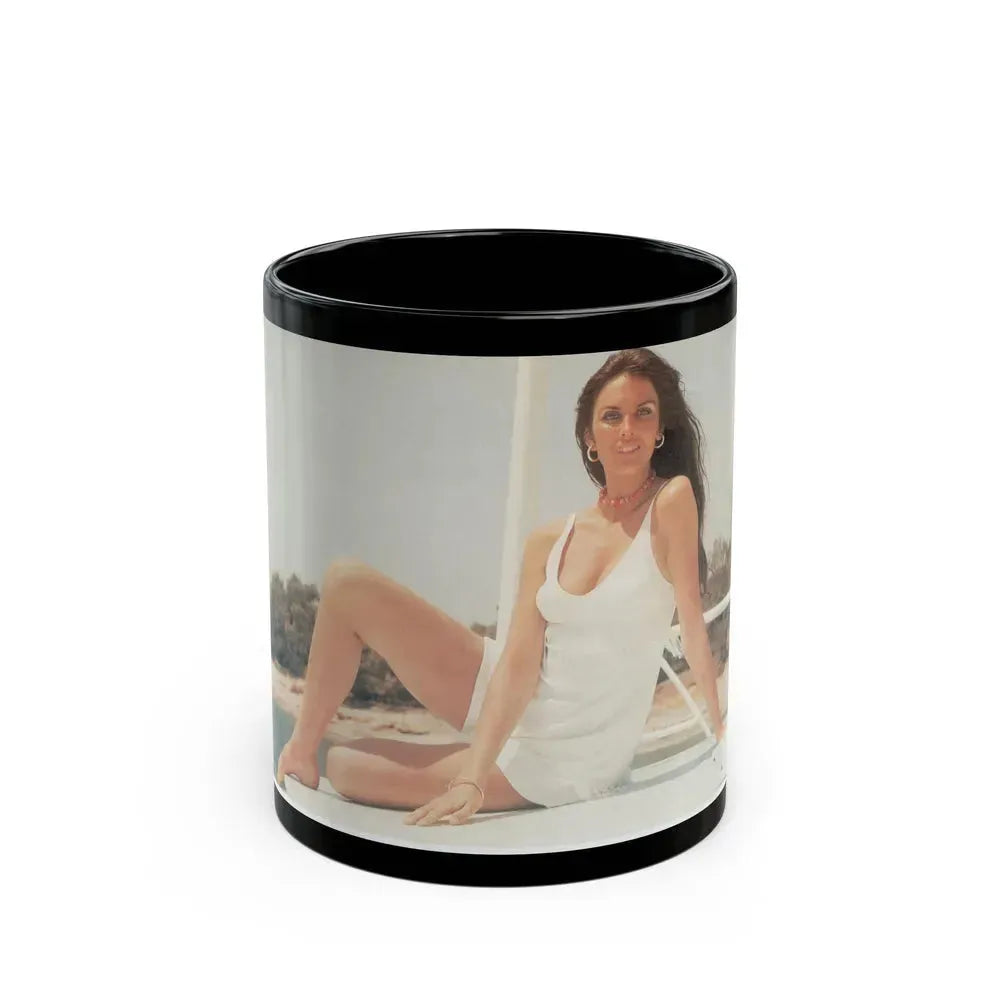 Caroline Munro #11 (Vintage Female Icon) Black Coffee Mug 11oz - Go Mug Yourself