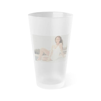 Caroline Munro #11 (Vintage Female Icon) Frosted Pint Glass 16oz-16oz-Frosted-Go Mug Yourself