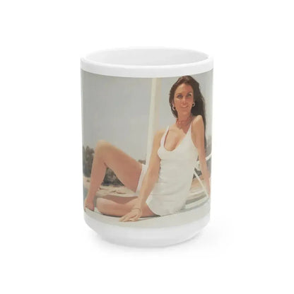 Caroline Munro #11 (Vintage Female Icon) White Coffee Mug 15oz - Go Mug Yourself
