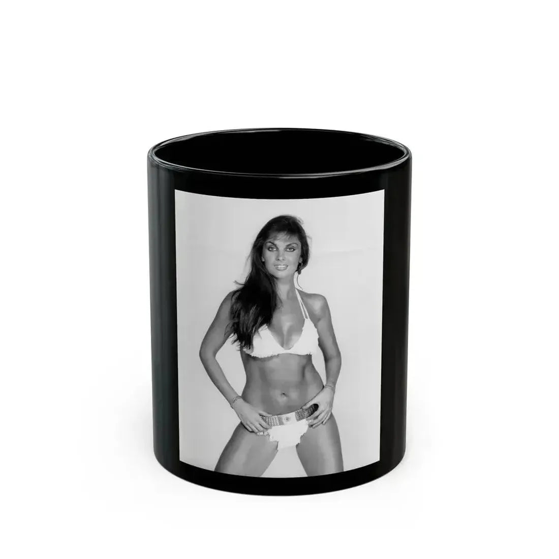 Caroline Munro #13 (Vintage Female Icon) Black Coffee Mug 11oz - Go Mug Yourself