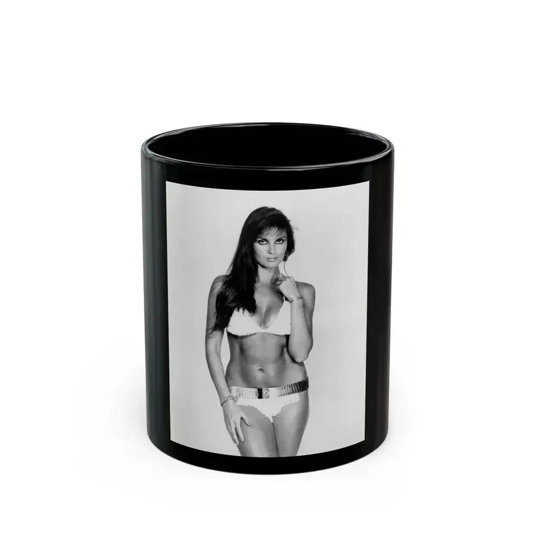 Caroline Munro #14 (Vintage Female Icon) Black Coffee Mug 11oz - Go Mug Yourself