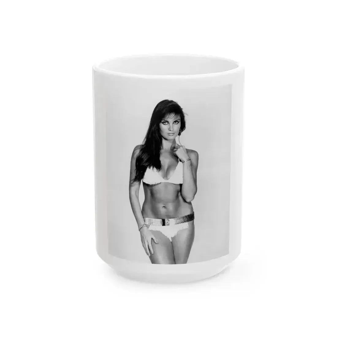Caroline Munro #14 (Vintage Female Icon) White Coffee Mug 15oz - Go Mug Yourself