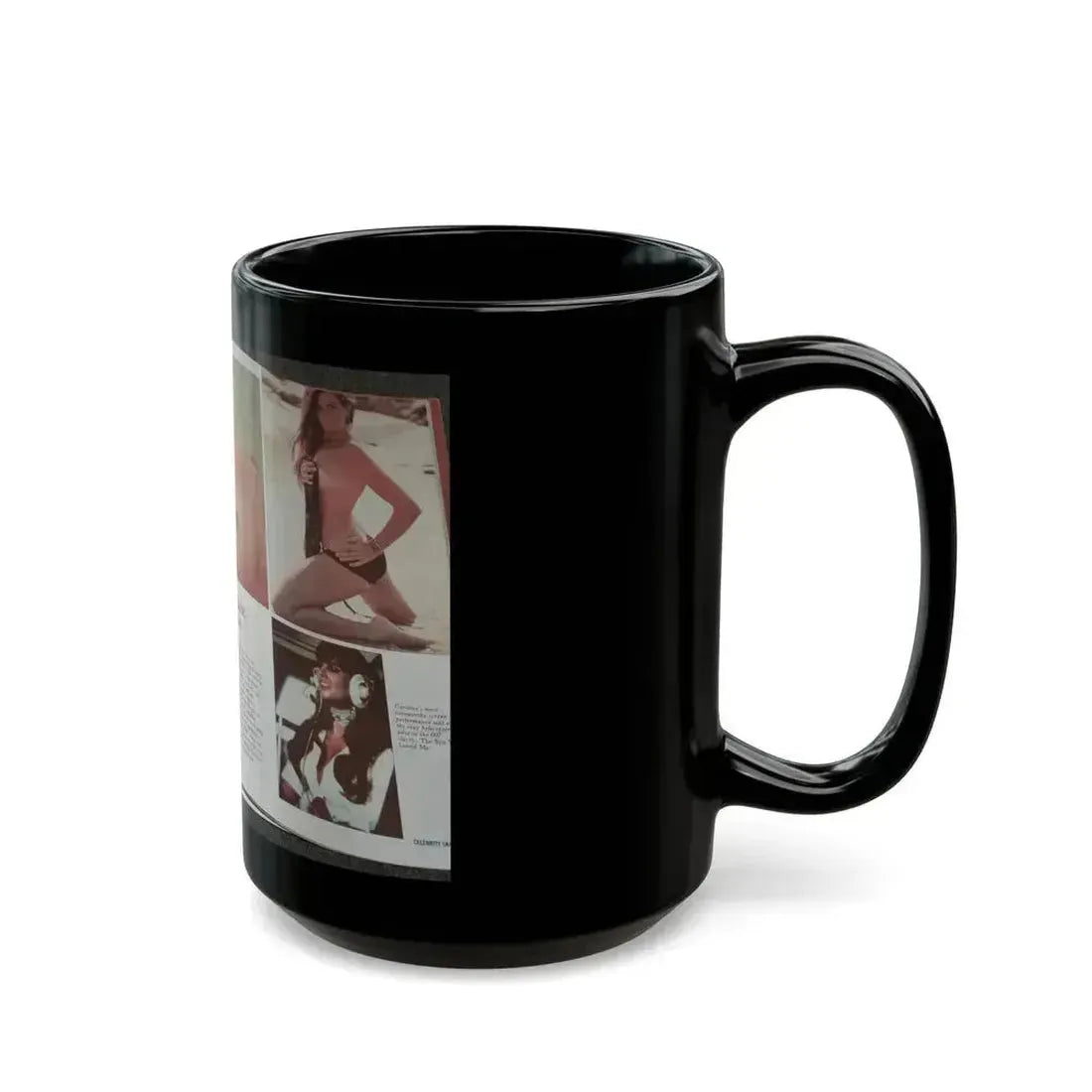 Caroline Munro #150 - Celebrity Skin '84 Topless Spread (Vintage Female Icon) Black Coffee Mug - Go Mug Yourself