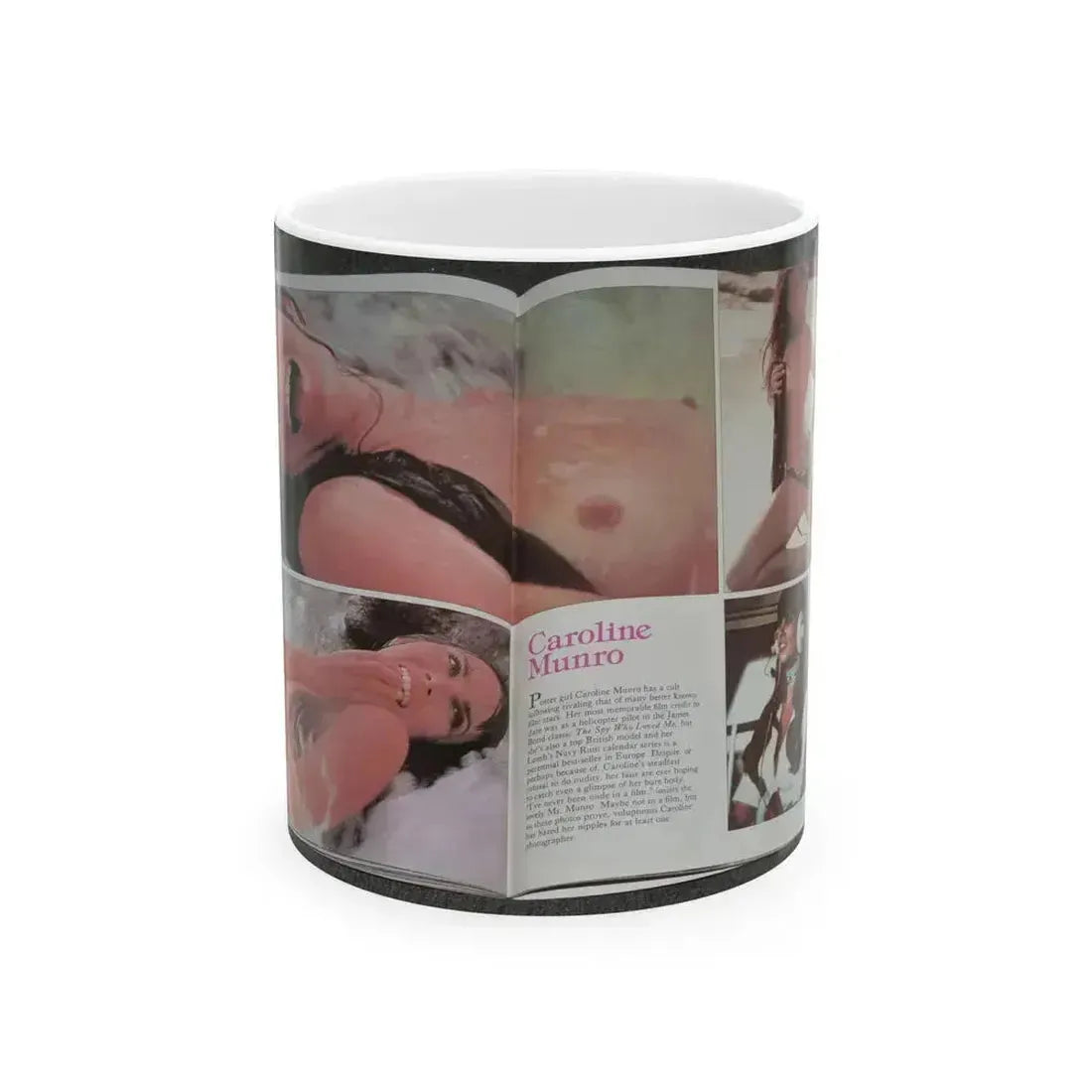Caroline Munro #150 - Celebrity Skin '84 Topless Spread (Vintage Female Icon) White Coffee Mug 11oz - Go Mug Yourself