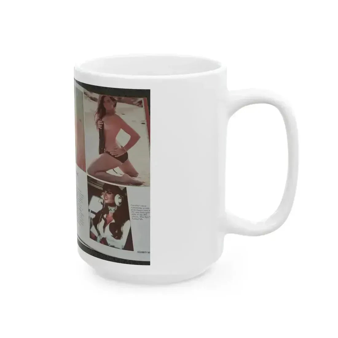 Caroline Munro #150 - Celebrity Skin '84 Topless Spread (Vintage Female Icon) White Coffee Mug - Go Mug Yourself