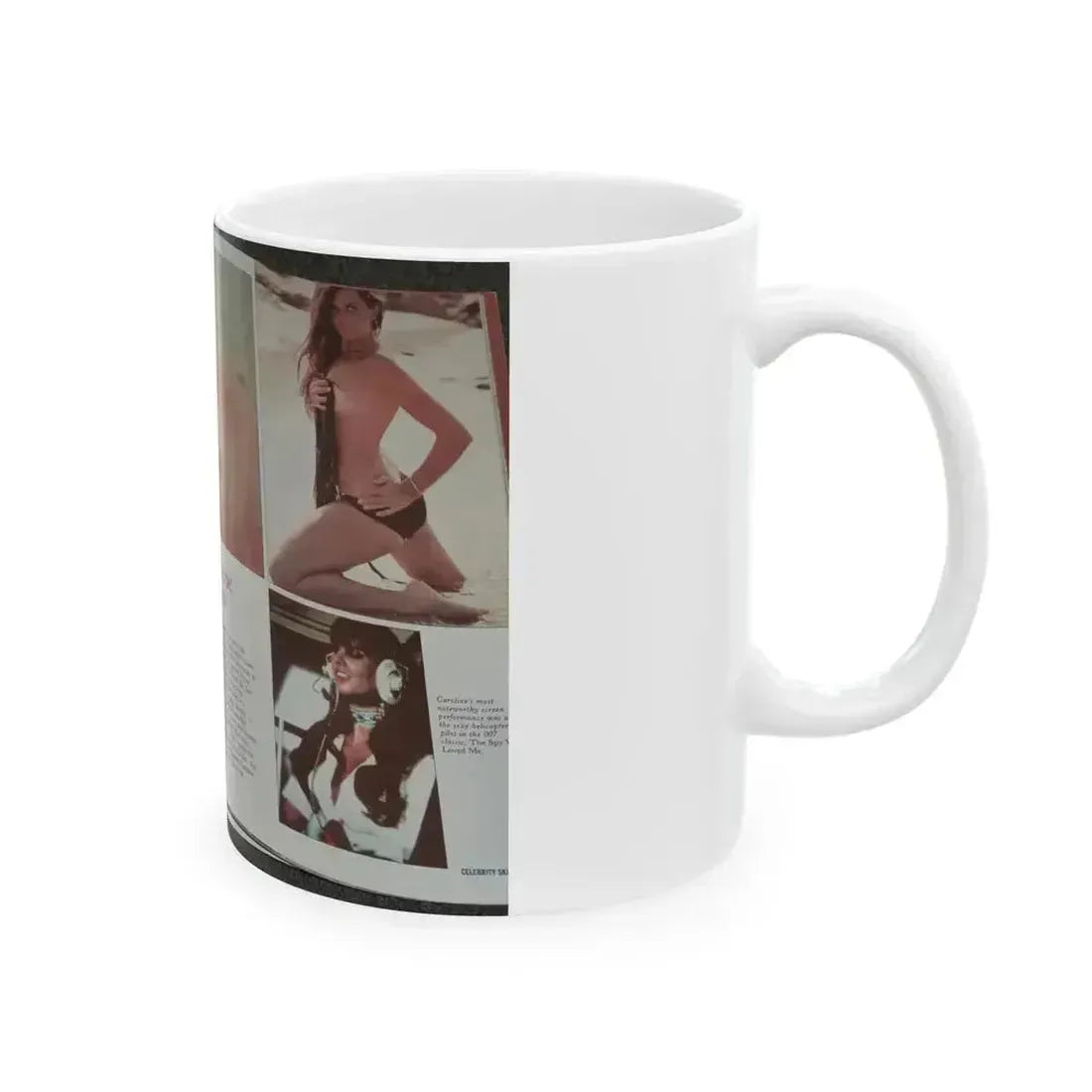 Caroline Munro #150 - Celebrity Skin '84 Topless Spread (Vintage Female Icon) White Coffee Mug - Go Mug Yourself