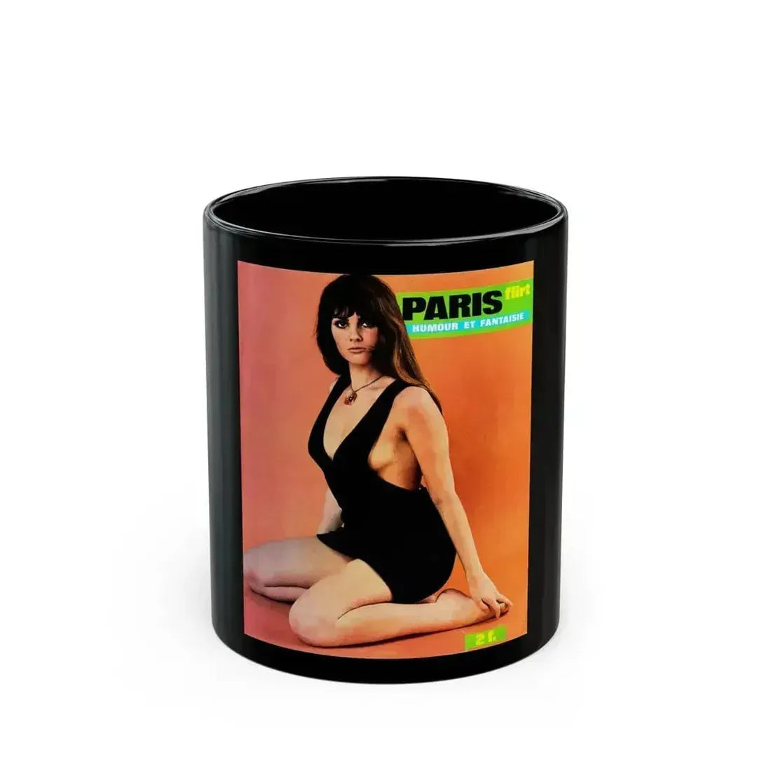 Caroline Munro #151 (Vintage Female Icon) Black Coffee Mug 11oz - Go Mug Yourself