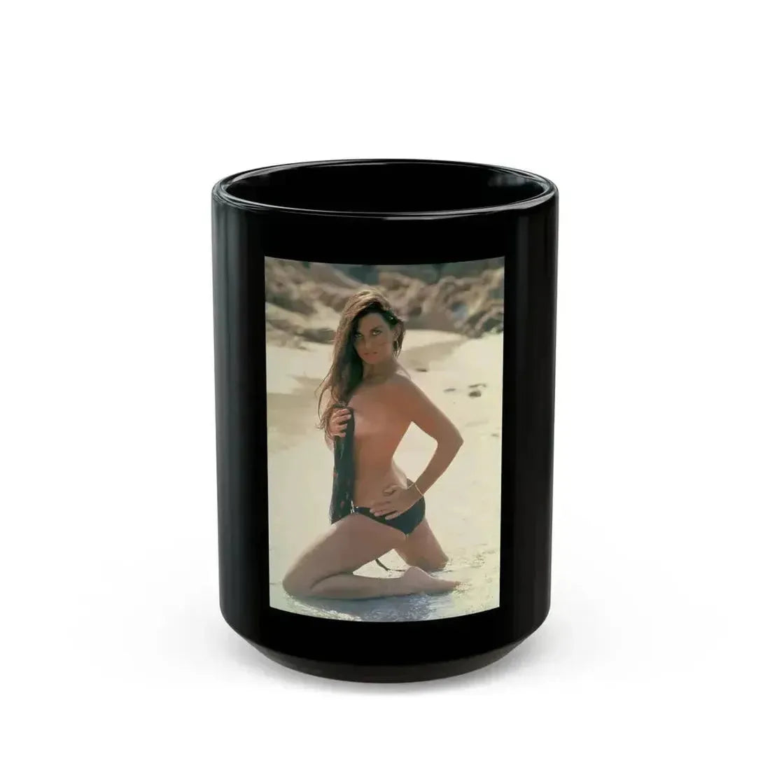 Caroline Munro #152 (Vintage Female Icon) Black Coffee Mug 15oz - Go Mug Yourself
