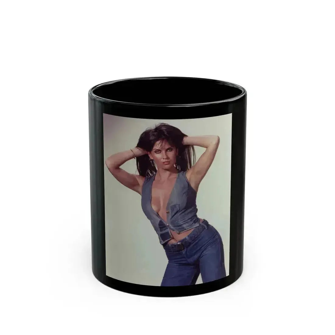 Caroline Munro #155 (Vintage Female Icon) Black Coffee Mug 11oz - Go Mug Yourself