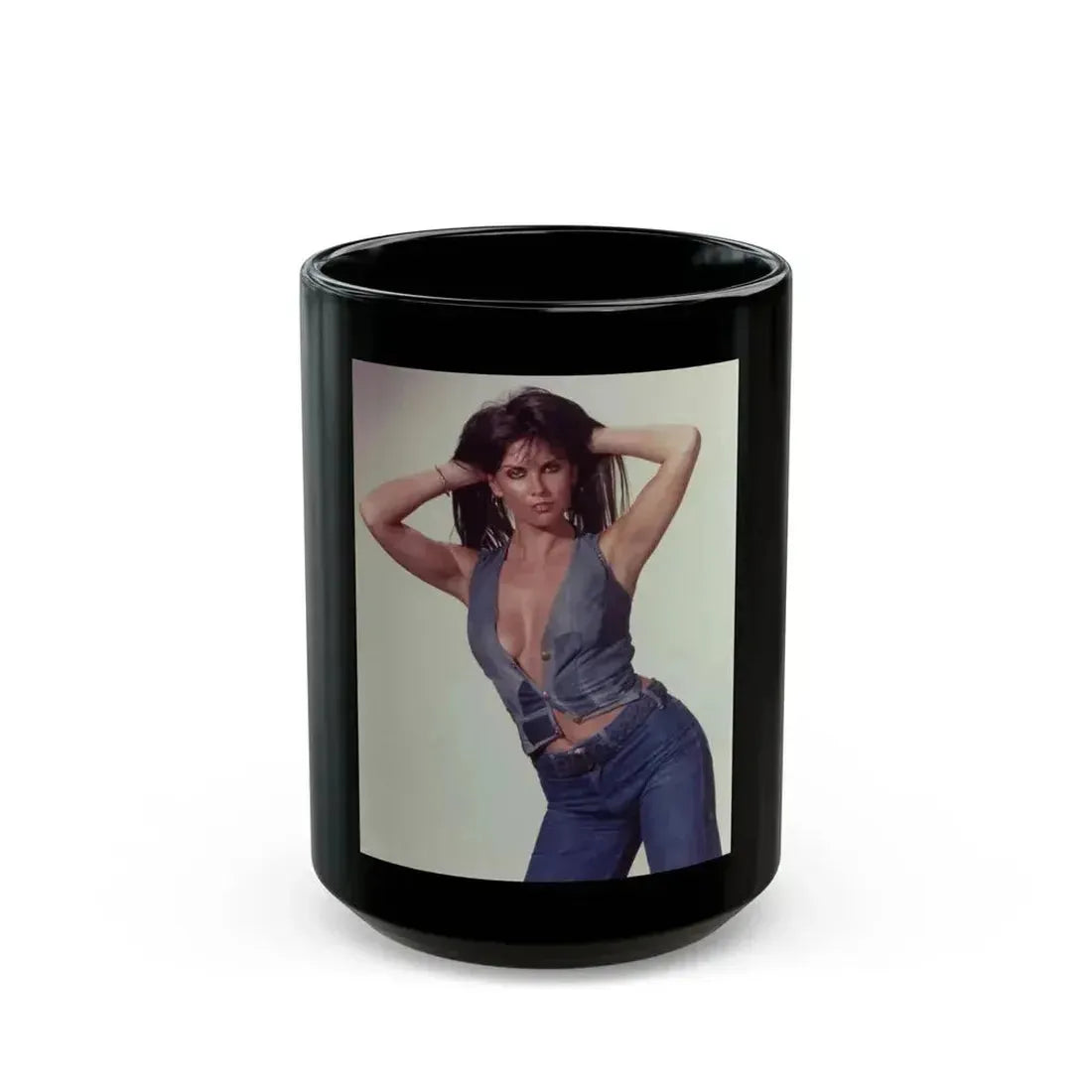 Caroline Munro #155 (Vintage Female Icon) Black Coffee Mug 15oz - Go Mug Yourself