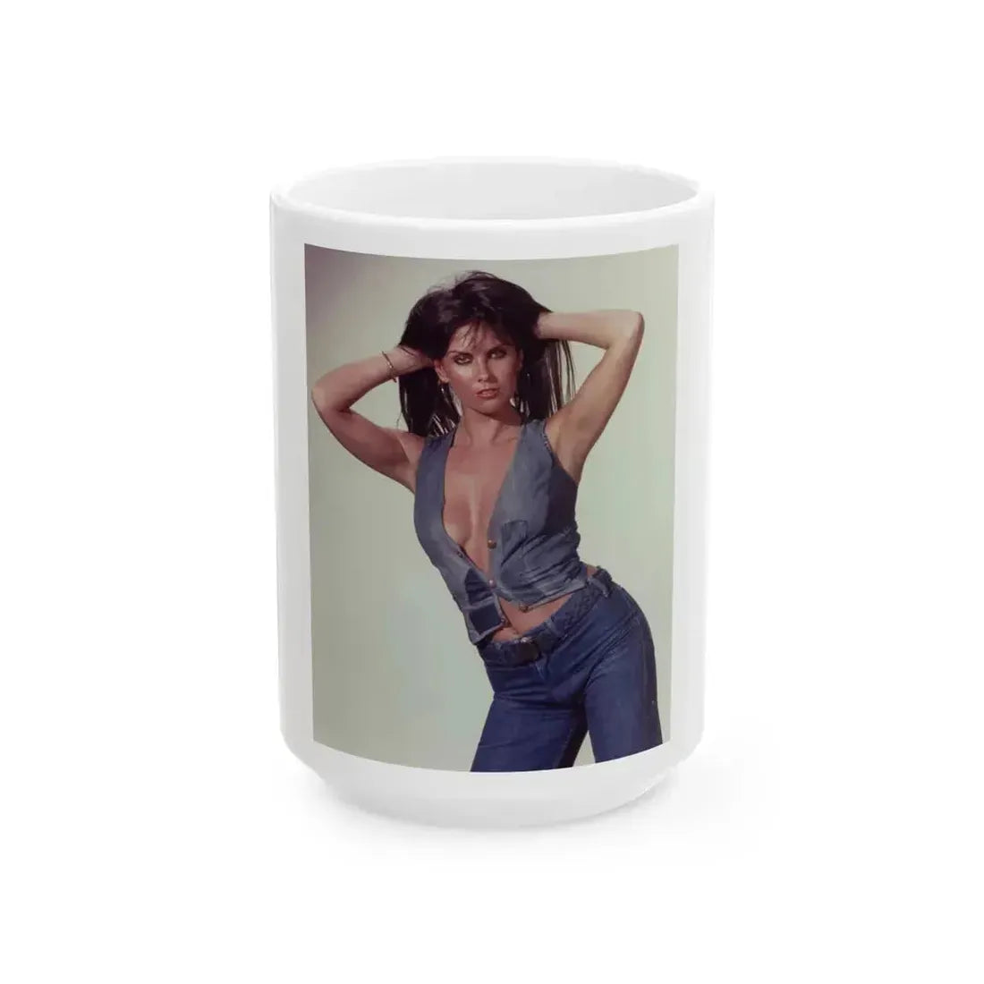 Caroline Munro #155 (Vintage Female Icon) White Coffee Mug 15oz - Go Mug Yourself