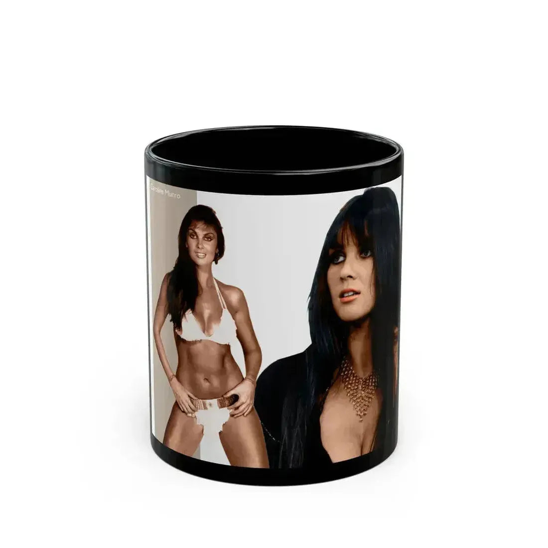 Caroline Munro #167 (Vintage Female Icon) Black Coffee Mug 11oz - Go Mug Yourself