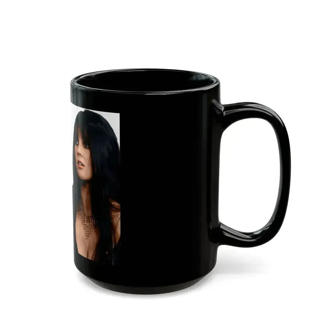 Caroline Munro #167 (Vintage Female Icon) Black Coffee Mug - Go Mug Yourself