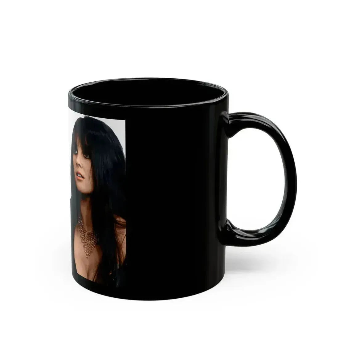 Caroline Munro #167 (Vintage Female Icon) Black Coffee Mug - Go Mug Yourself