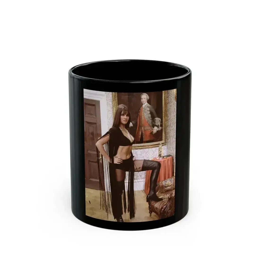 Caroline Munro #170 (Vintage Female Icon) Black Coffee Mug 11oz - Go Mug Yourself