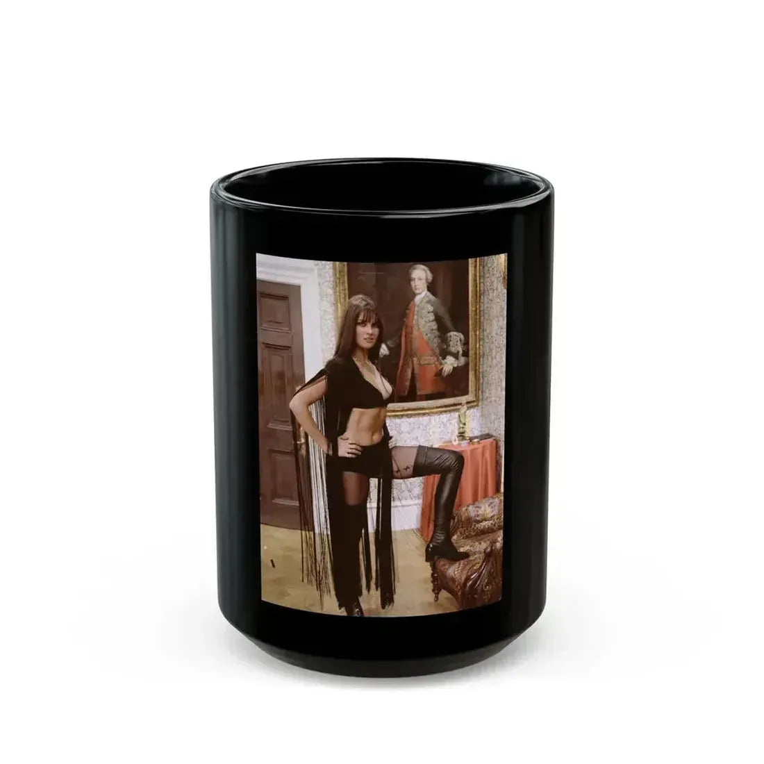 Caroline Munro #170 (Vintage Female Icon) Black Coffee Mug 15oz - Go Mug Yourself