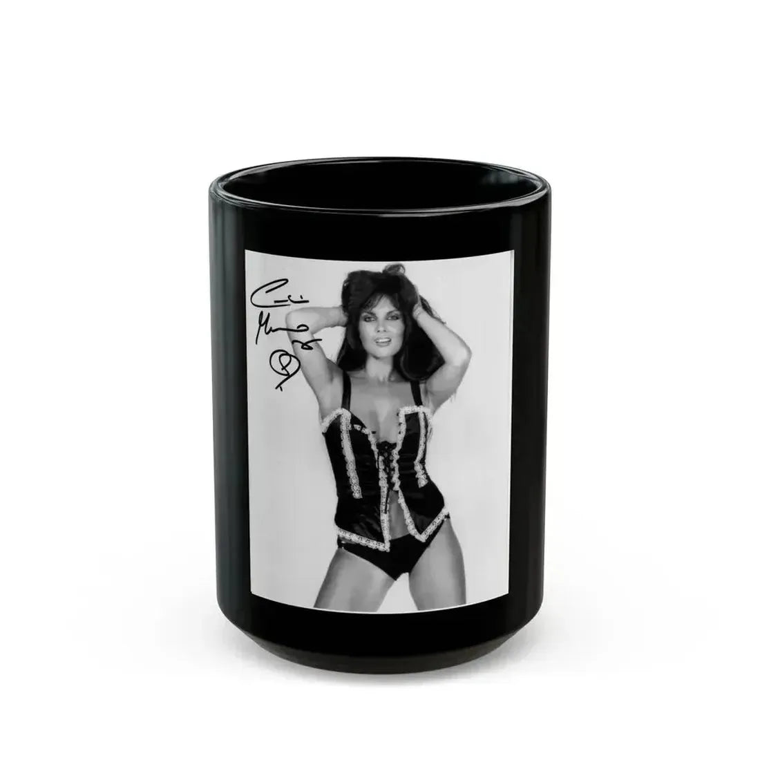 Caroline Munro #175 (Vintage Female Icon) Black Coffee Mug 15oz - Go Mug Yourself