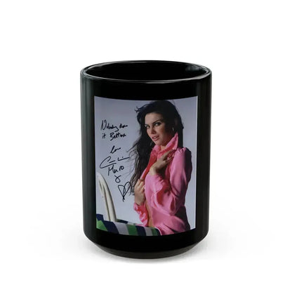 Caroline Munro #180 (Vintage Female Icon) Black Coffee Mug 15oz - Go Mug Yourself