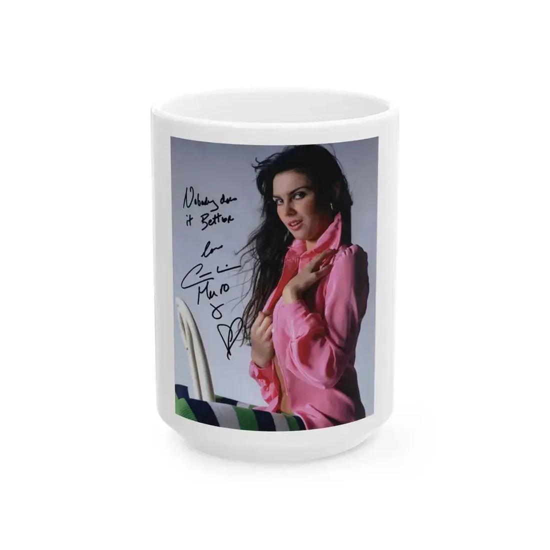 Caroline Munro #180 (Vintage Female Icon) White Coffee Mug 15oz - Go Mug Yourself