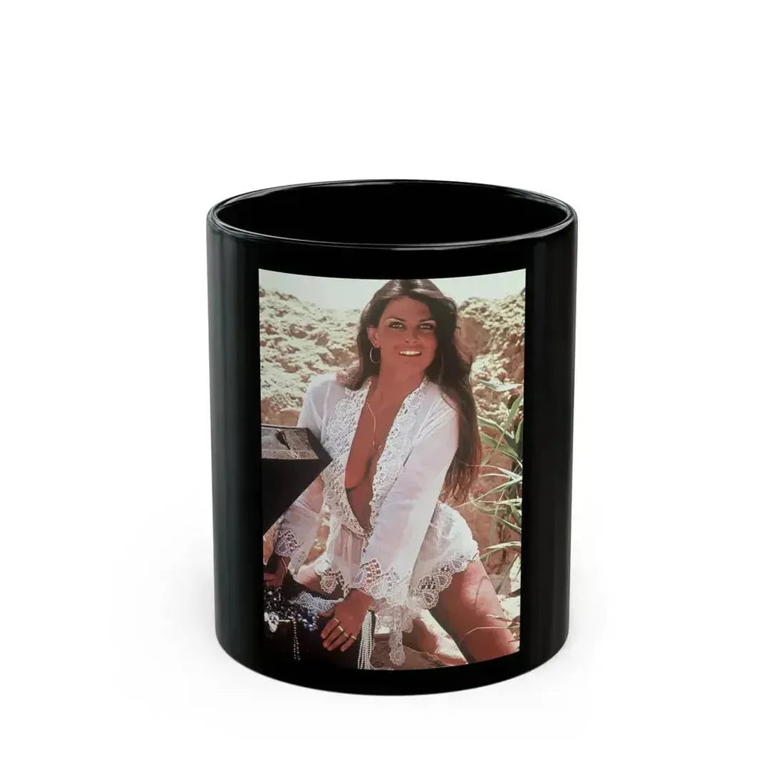 Caroline Munro #181 (Vintage Female Icon) Black Coffee Mug 11oz - Go Mug Yourself