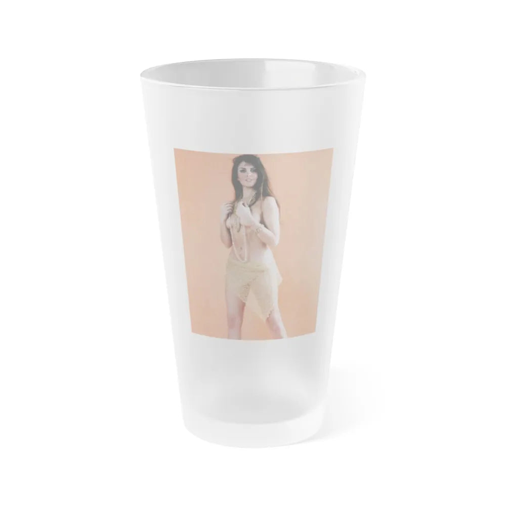 Caroline Munro #190 (Vintage Female Icon) Frosted Pint Glass 16oz-16oz-Frosted-Go Mug Yourself