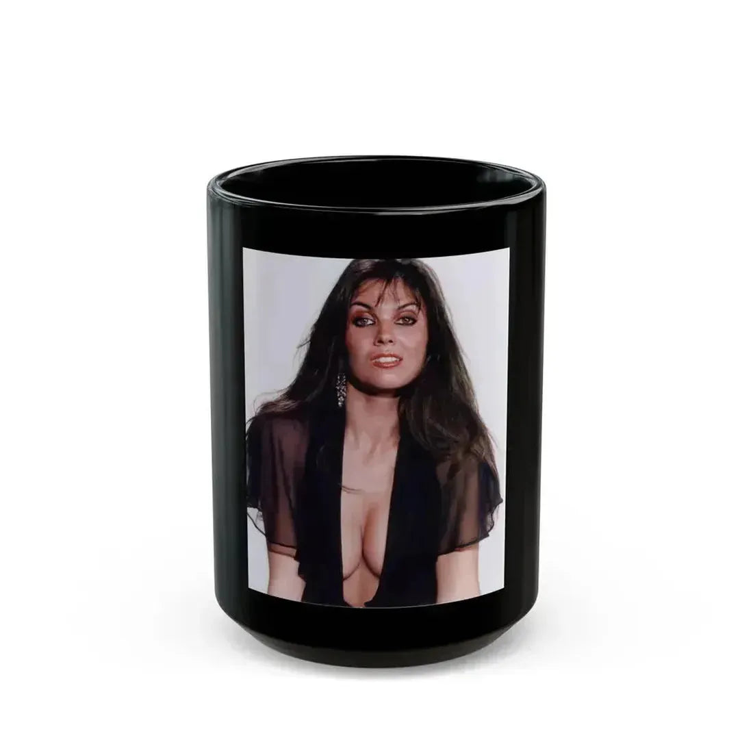 Caroline Munro #191 (Vintage Female Icon) Black Coffee Mug 15oz - Go Mug Yourself