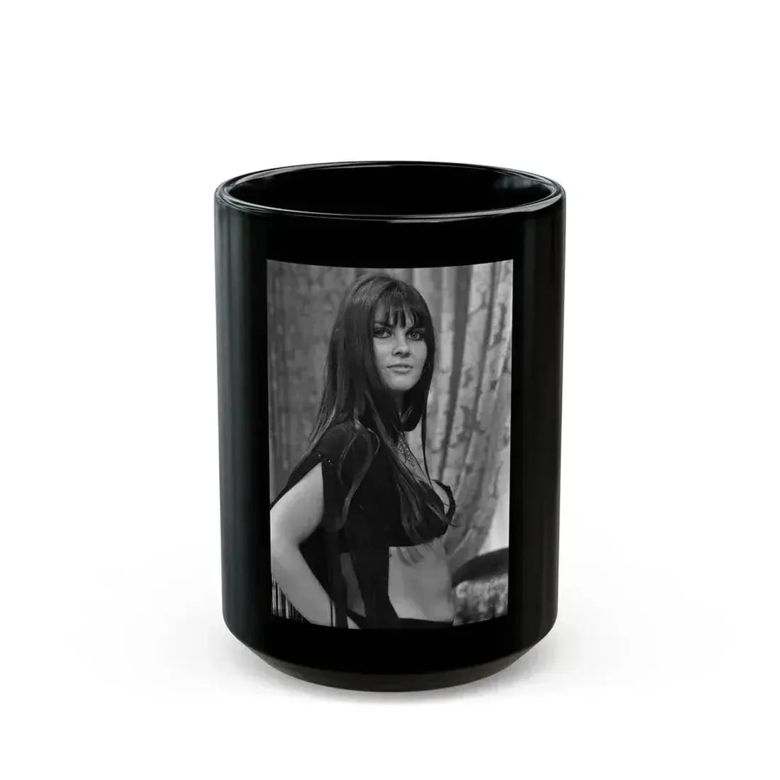 Caroline Munro #198 (Vintage Female Icon) Black Coffee Mug 15oz - Go Mug Yourself