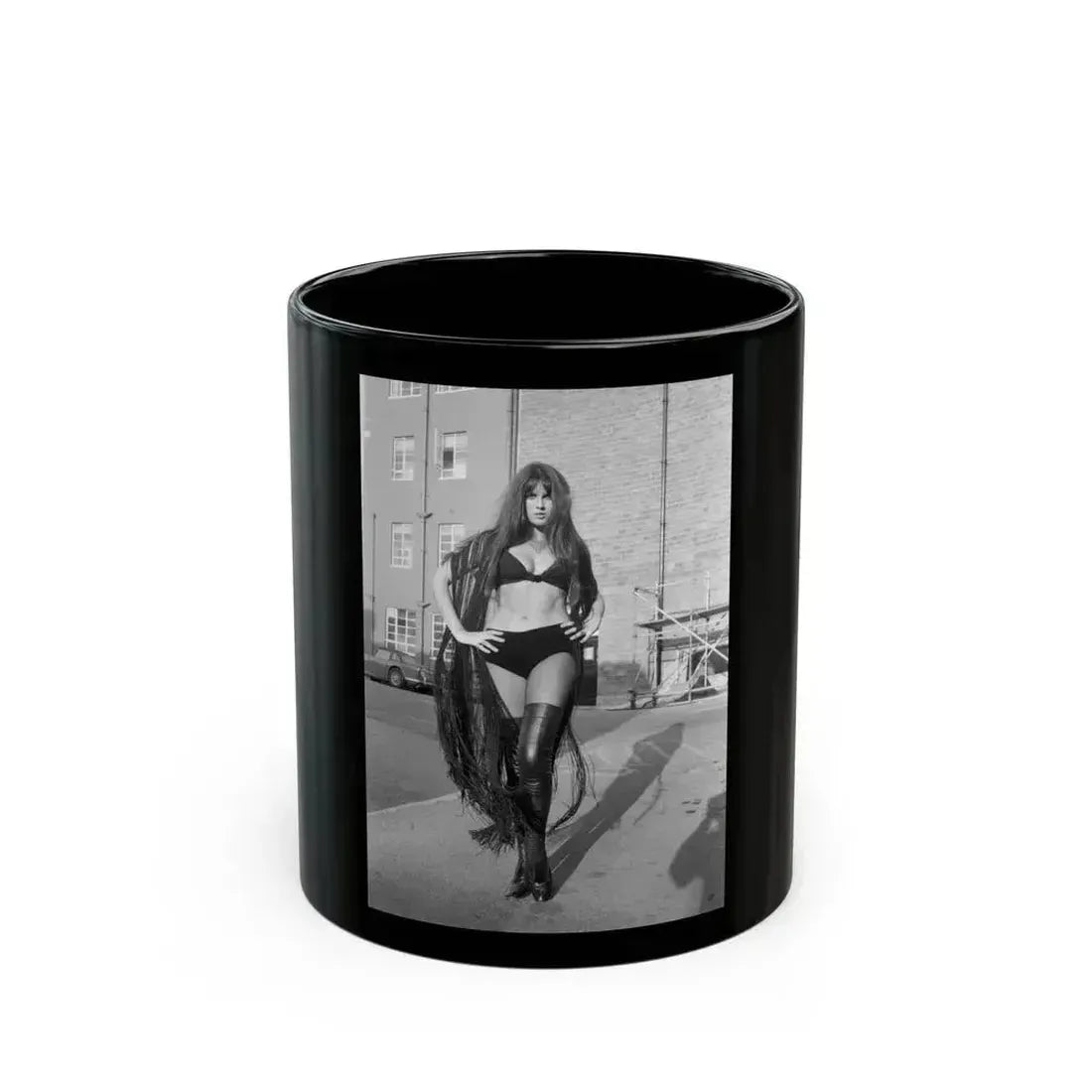 Caroline Munro #199 (Vintage Female Icon) Black Coffee Mug 11oz - Go Mug Yourself