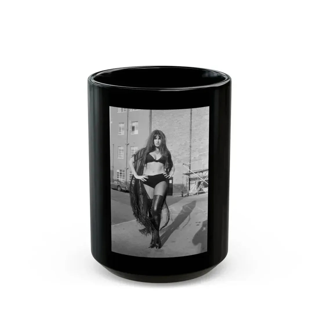 Caroline Munro #199 (Vintage Female Icon) Black Coffee Mug 15oz - Go Mug Yourself