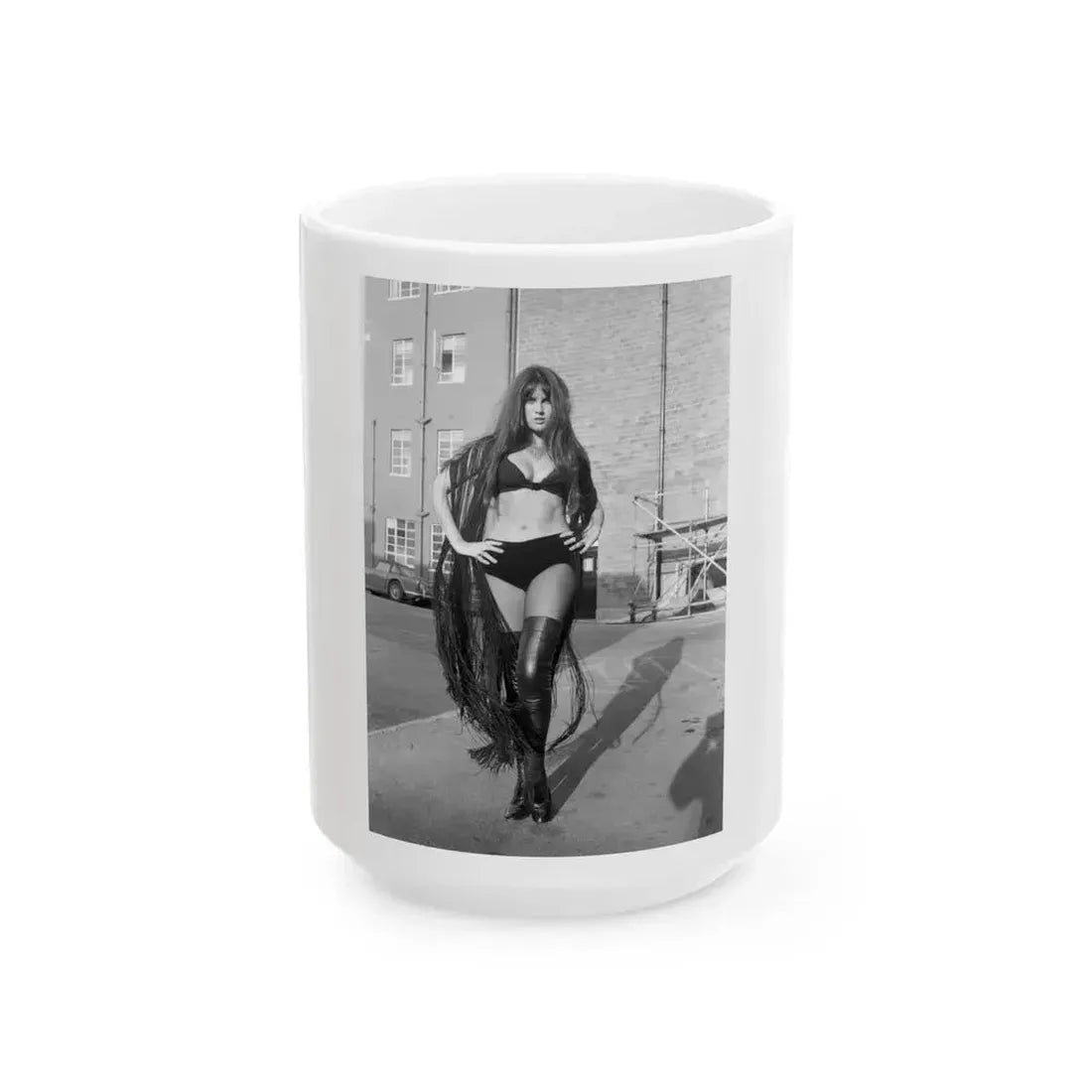 Caroline Munro #199 (Vintage Female Icon) White Coffee Mug 15oz - Go Mug Yourself