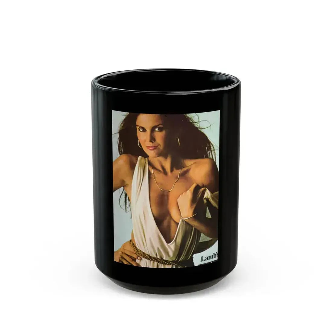 Caroline Munro #205 (Vintage Female Icon) Black Coffee Mug 15oz - Go Mug Yourself