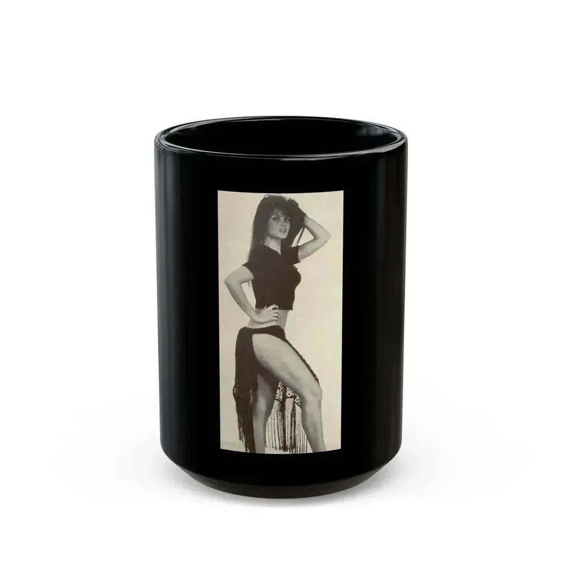 Caroline Munro #212 (Vintage Female Icon) Black Coffee Mug 15oz - Go Mug Yourself