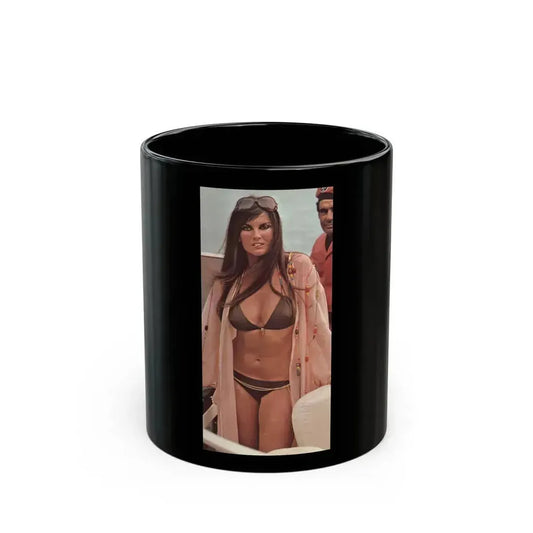 Caroline Munro #213 - 8x10 Color 2-Piece Bikini Swimsuit Photo from late 70's (Vintage Female Icon) Black Coffee Mug 11oz - Go Mug Yourself