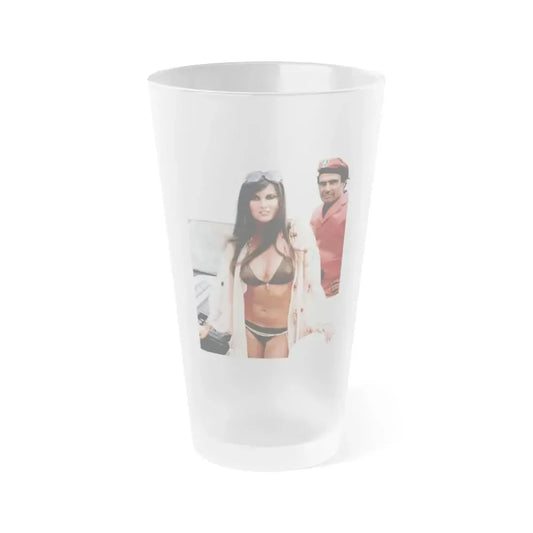 Caroline Munro #213 - 8x10 Color Full Body in 2-Piece Bikini Swimsuit Photo from late 70's (Vintage Female Icon) Frosted Pint Glass 16oz 16oz Frosted - Go Mug Yourself