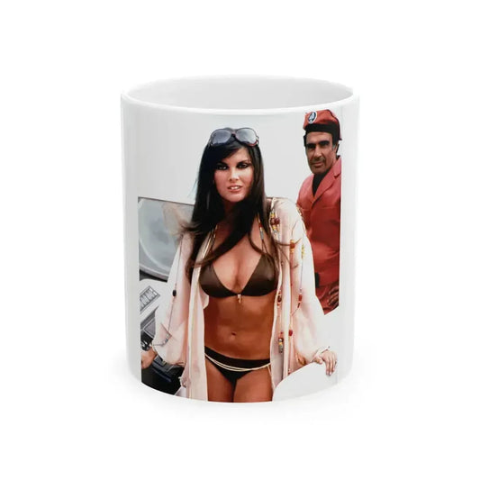 Caroline Munro #213 - 8x10 Color Full Body in 2-Piece Bikini Swimsuit Photo from late 70's (Vintage Female Icon) White Coffee Mug 11oz - Go Mug Yourself