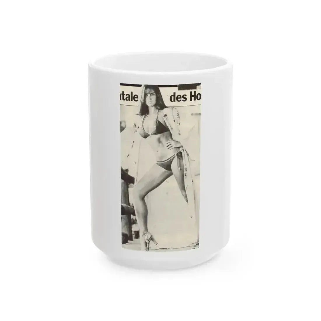 Caroline Munro #214 (Vintage Female Icon) White Coffee Mug 15oz - Go Mug Yourself