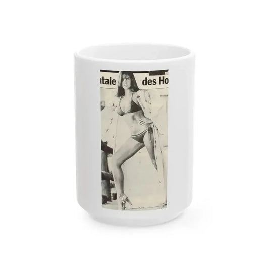 Caroline Munro #214 (Vintage Female Icon) White Coffee Mug 15oz - Go Mug Yourself