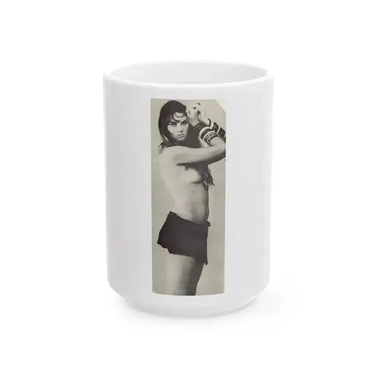 Caroline Munro #215 (Vintage Female Icon) White Coffee Mug 15oz - Go Mug Yourself