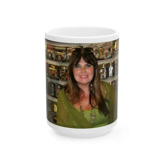 Caroline Munro #217 (Vintage Female Icon) White Coffee Mug 15oz - Go Mug Yourself