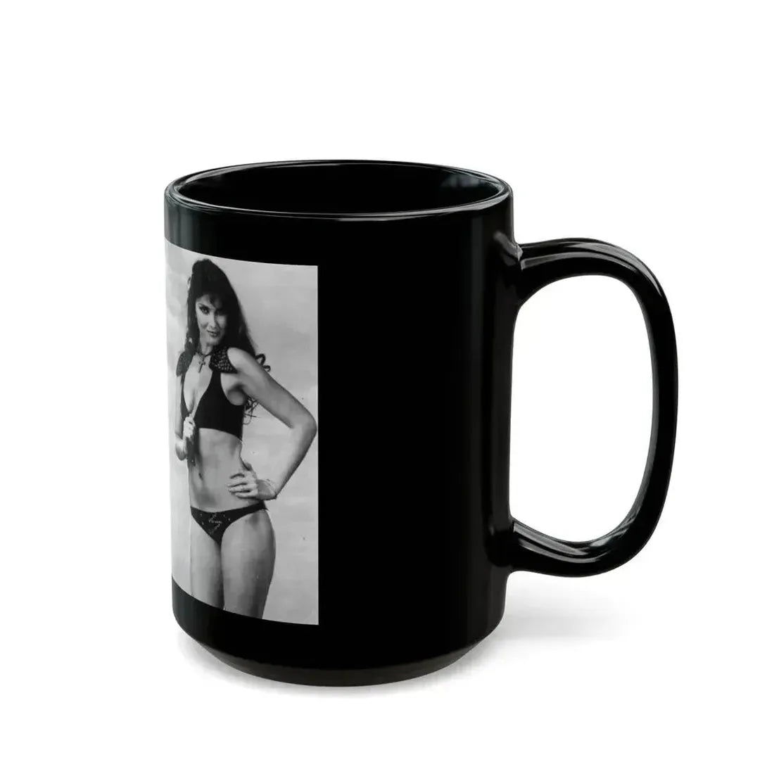 Caroline Munro #219 (Vintage Female Icon) Black Coffee Mug - Go Mug Yourself