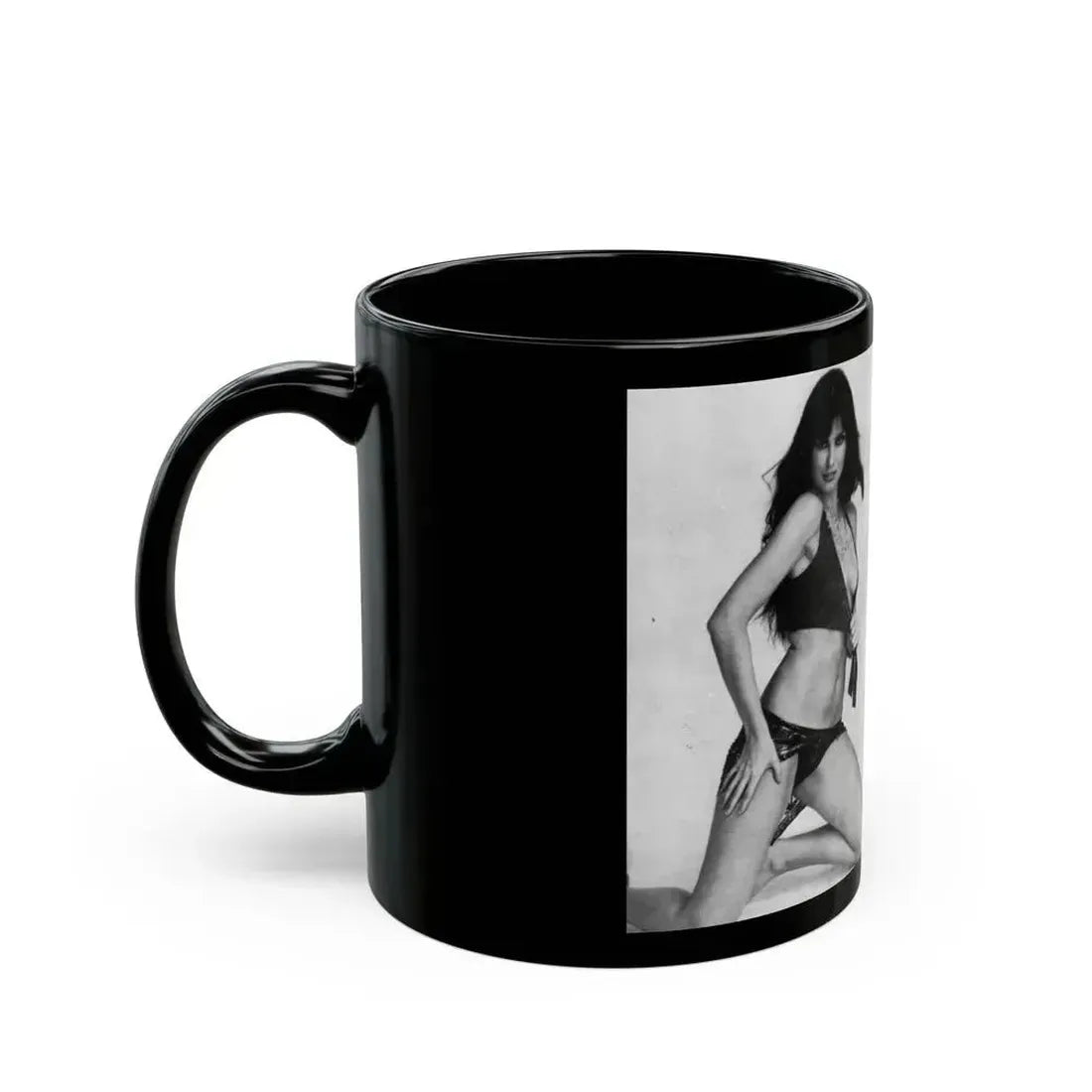 Caroline Munro #219 (Vintage Female Icon) Black Coffee Mug - Go Mug Yourself
