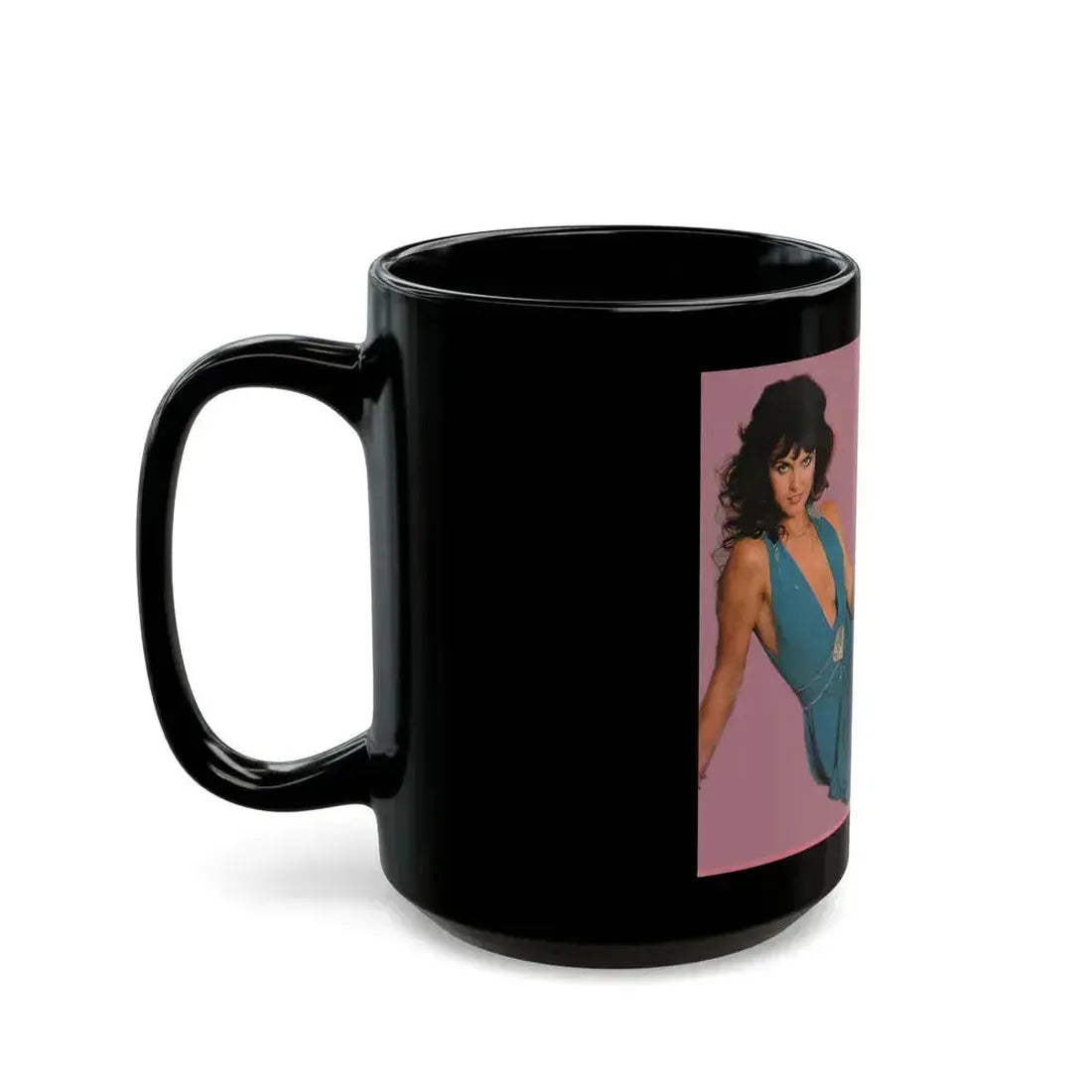 Caroline Munro #223 (Vintage Female Icon) Black Coffee Mug - Go Mug Yourself