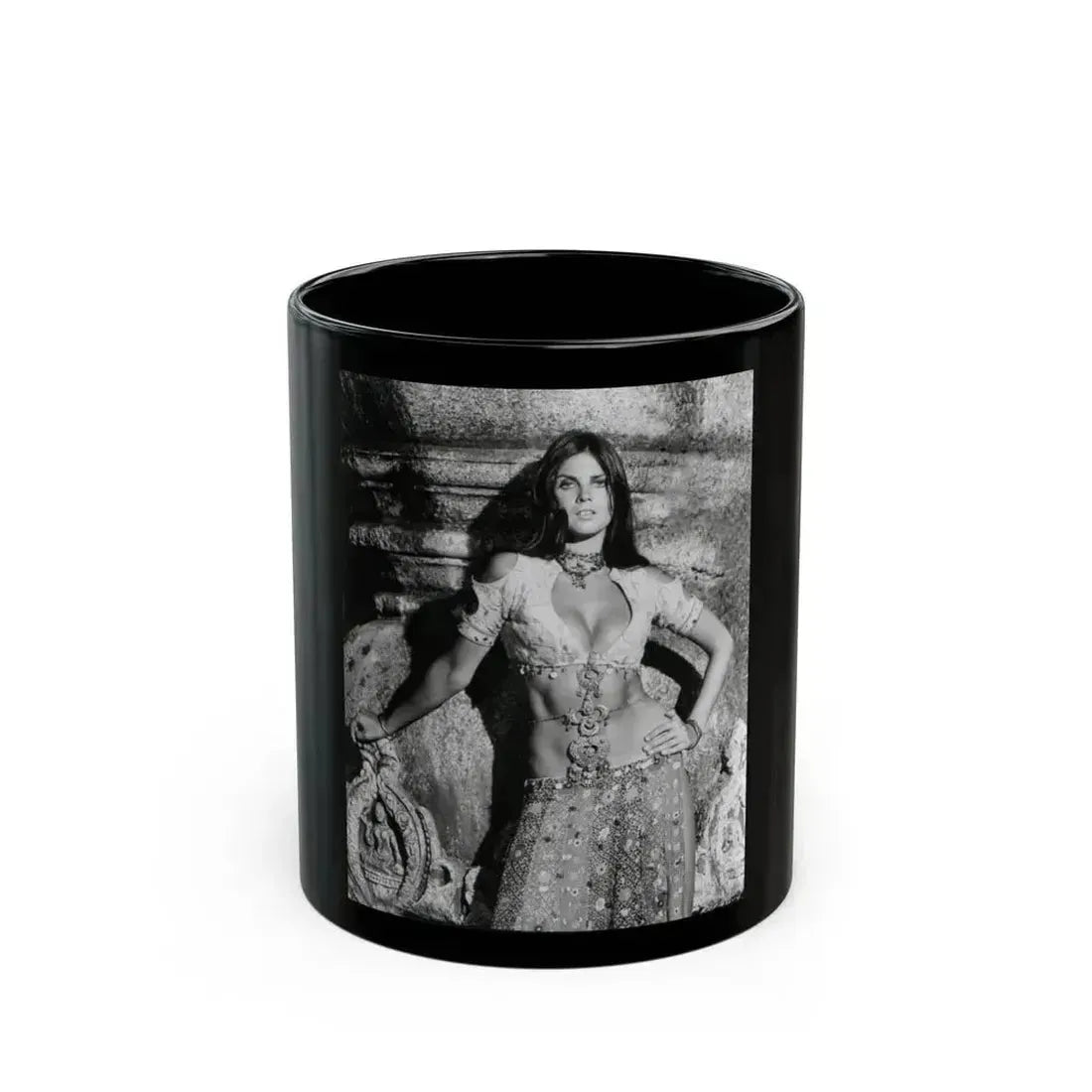 Caroline Munro #228 (Vintage Female Icon) Black Coffee Mug 11oz - Go Mug Yourself