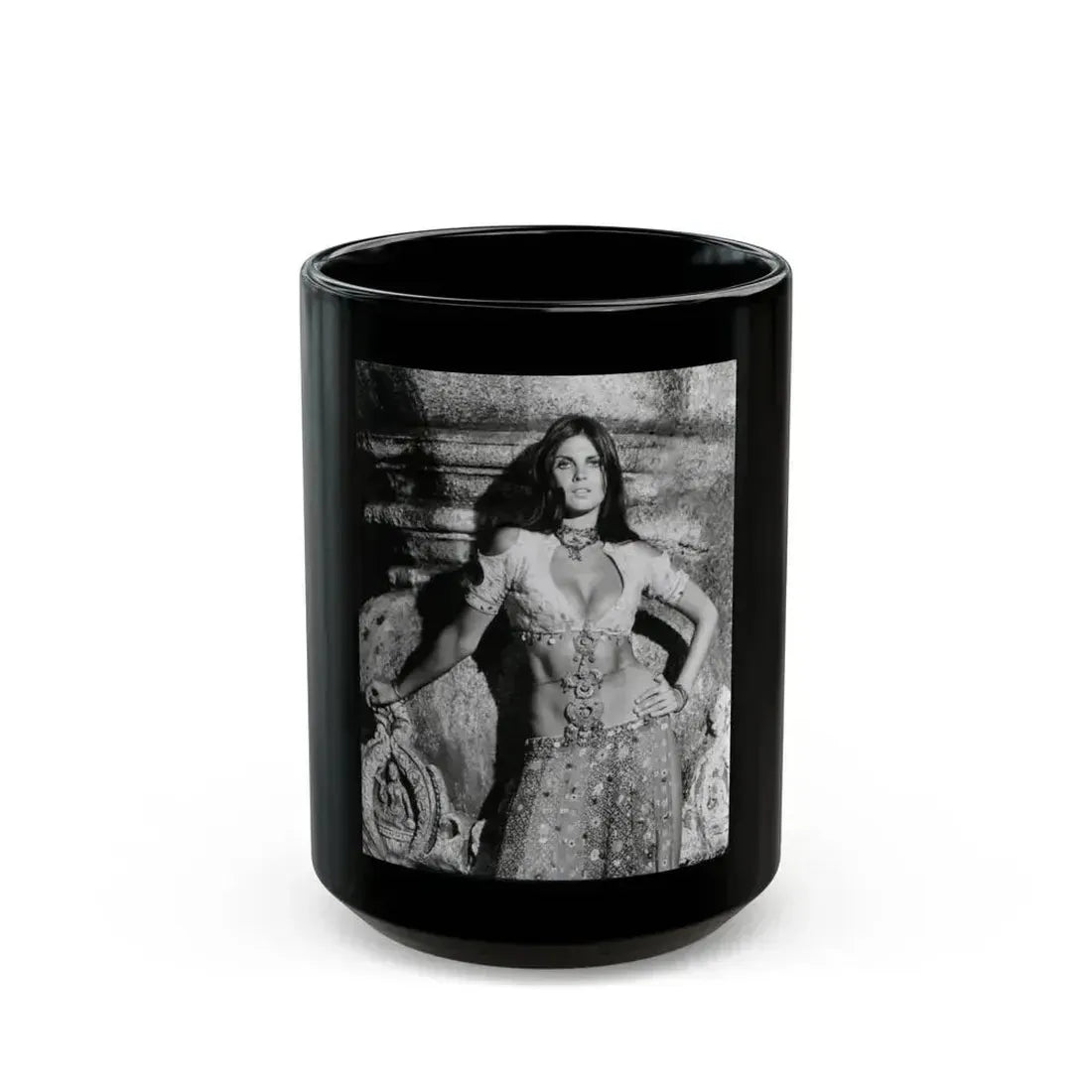 Caroline Munro #228 (Vintage Female Icon) Black Coffee Mug 15oz - Go Mug Yourself