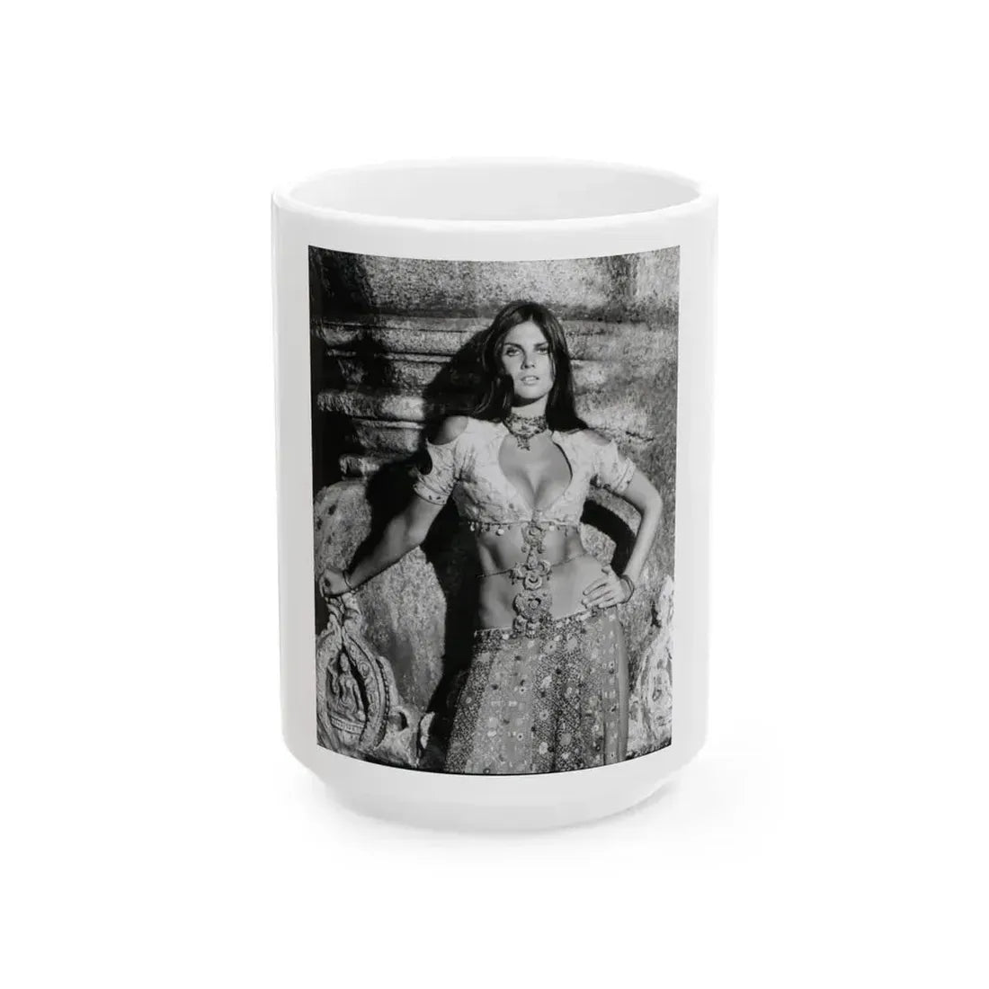 Caroline Munro #228 (Vintage Female Icon) White Coffee Mug 15oz - Go Mug Yourself