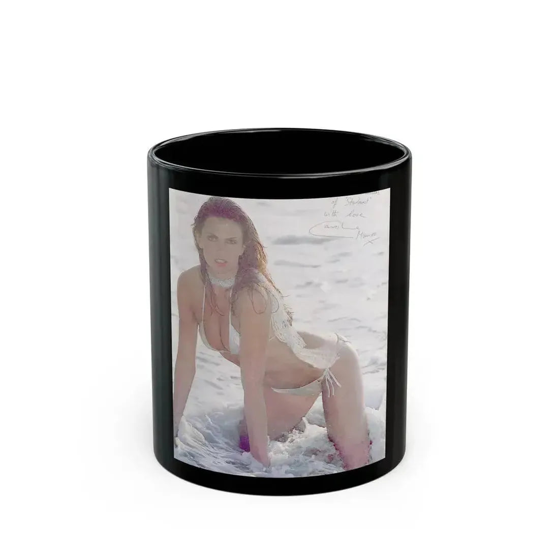 Caroline Munro #229 (Vintage Female Icon) Black Coffee Mug 11oz - Go Mug Yourself
