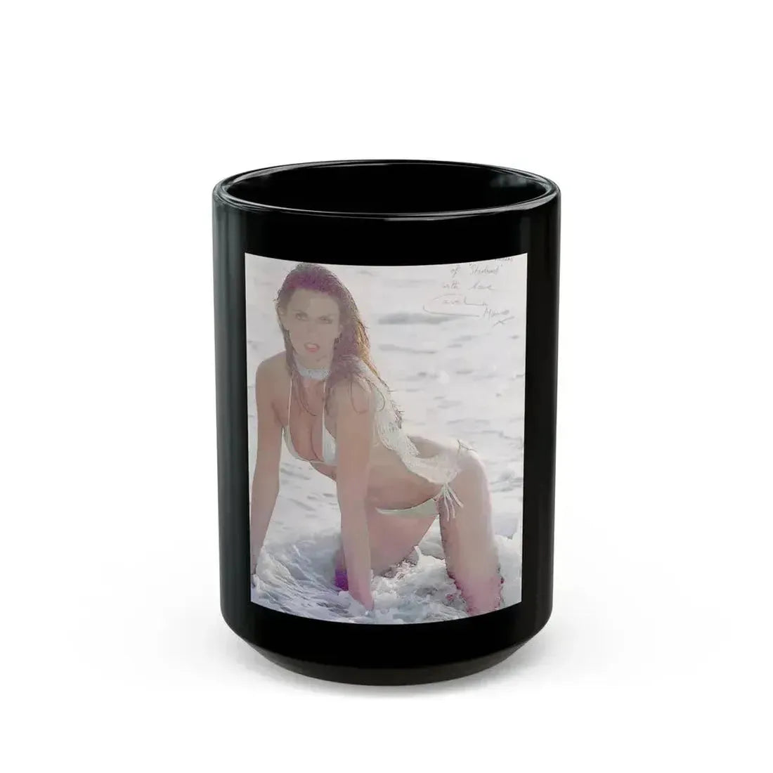 Caroline Munro #229 (Vintage Female Icon) Black Coffee Mug 15oz - Go Mug Yourself